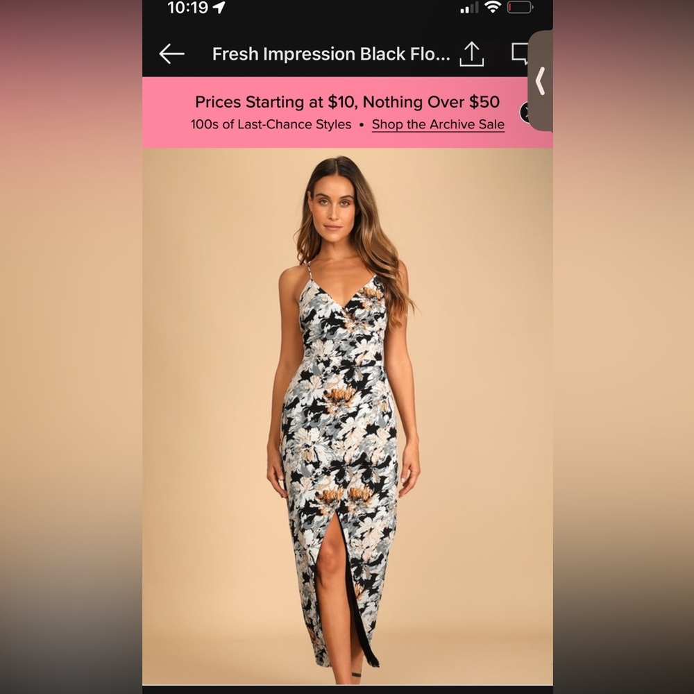 Black floral print suplice maxi dress